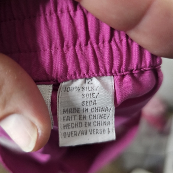 Liz Claiborne Collection Tropical Punch Pink High Waisted Silk Shorts Size 12 - Picture 3 of 6